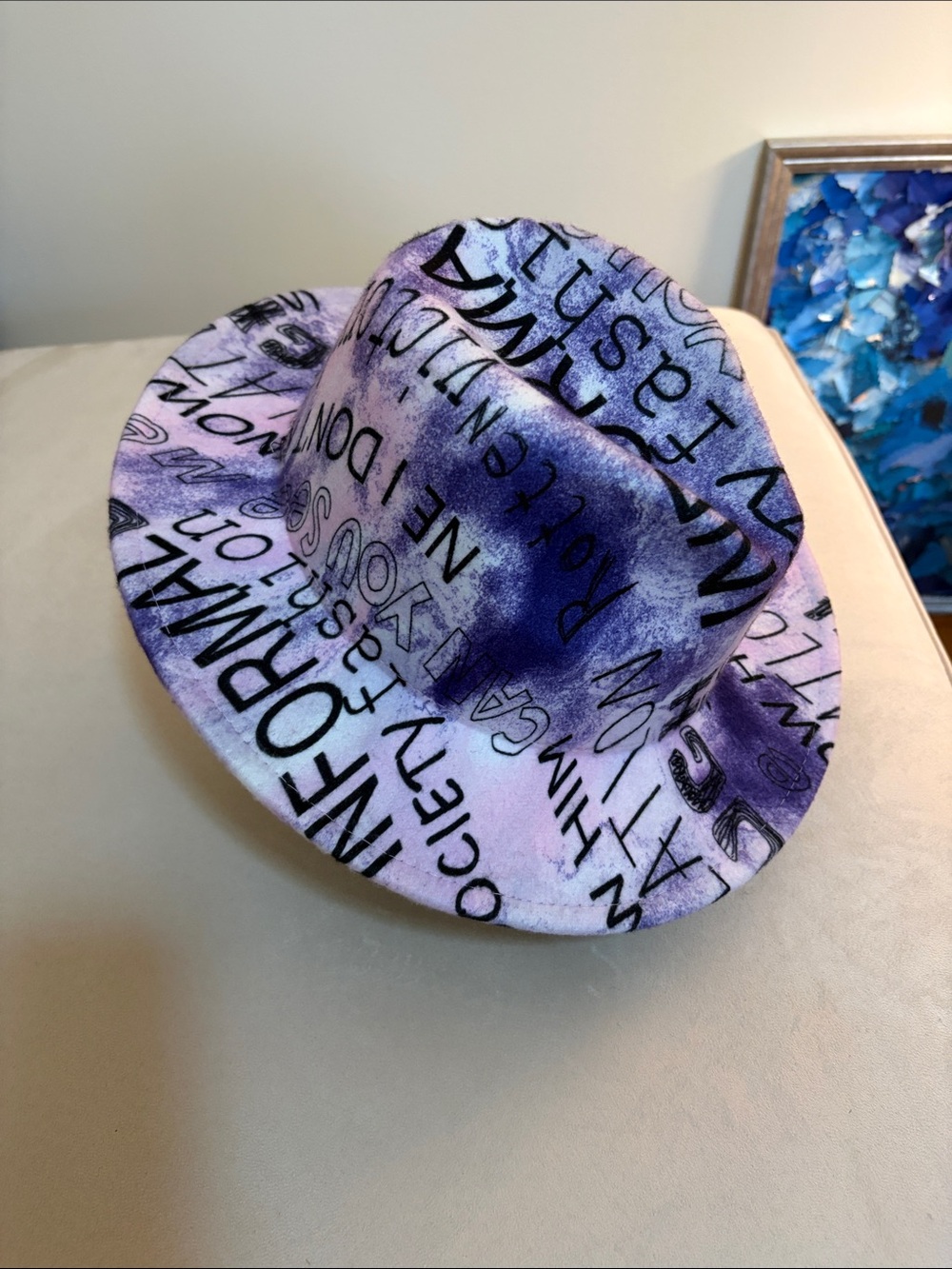 Unisex Purple Graffiti Print Fedora Hat
